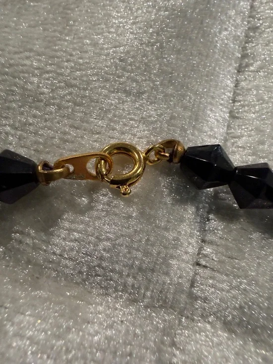 Black Faceted Acrylic Bead Necklace with Gold Clasp - Women Jewelry - Picture 4 of 4